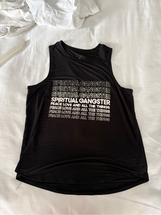 Spiritual Gangster Tops - Spiritual Gangster Black Graphic Tank with ivory logo.
